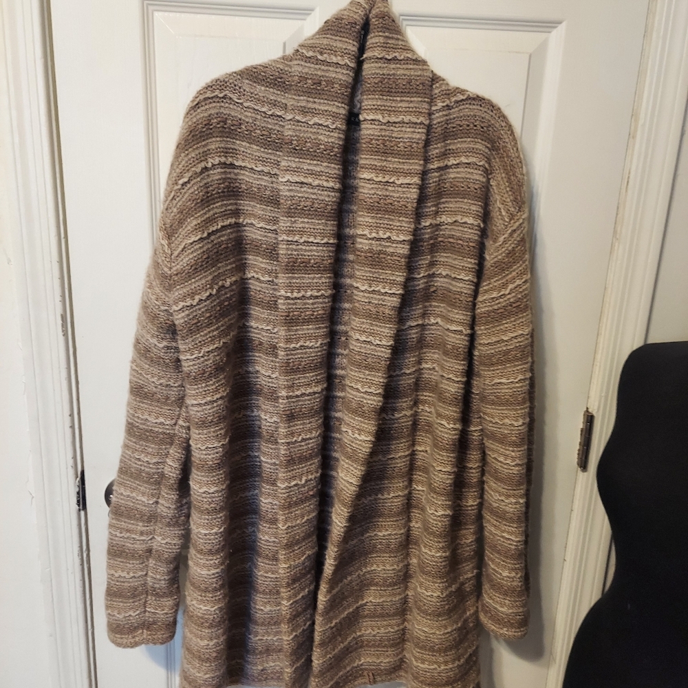 RALPH LAUREN BLACK LABEL TAN LAMB SUEDE TAPE OPEN CARDIGAN SZL